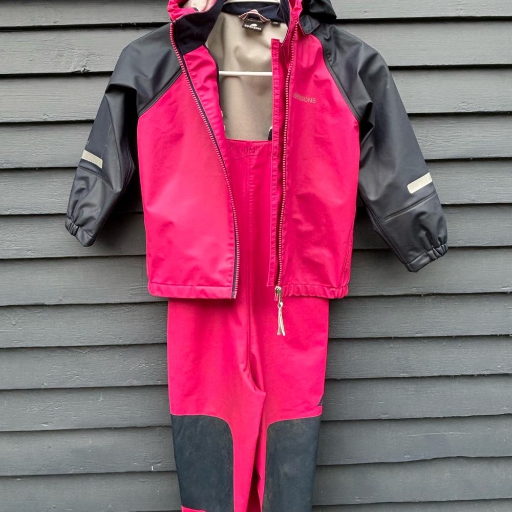 Kids Waterproof Raincoat Set - Pink and Black